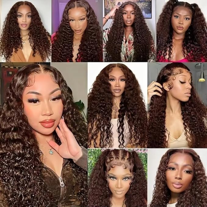 Chocolate Brown Bundles Human Hair Color 4 Kinky Curly Bundle Brazilian Virgin Remy Hair 3 Bundles 18 20 22 Inch Niegmeag Double Weft Dark Brown Curly Bundle Hair Weave 300g
