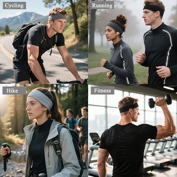 9PCS Headbands for Women and Men Stretchy Headband Soft Hair Band Fashion Head Bands for Women's Hair Workout Yoga Running Unisex Accessories Multi-color