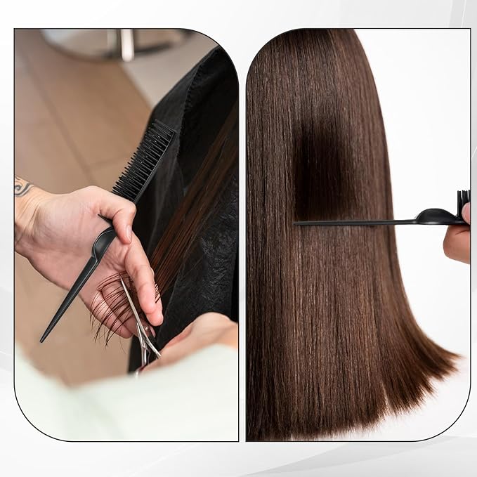 8PCS 3 Row Rat Tail Comb, Travel Size Styling Comb for Natural Detangling Curly Hair, Rat-tail Teasing Brush for Combing, Styling, and Sectioning, Unisex