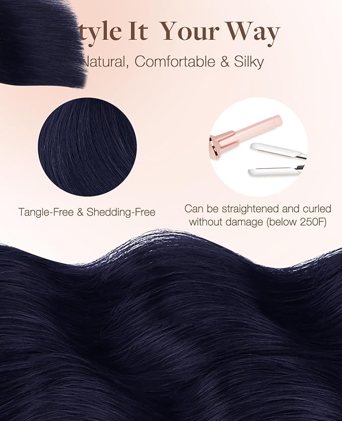 GOO GOO Invisi Edge Tape in Hair Extensions Human Hair, 1G Midnight Black, 20pcs 16inch 50g, Virgin Remy Hair, Seamless Injected Tape, Natural Look