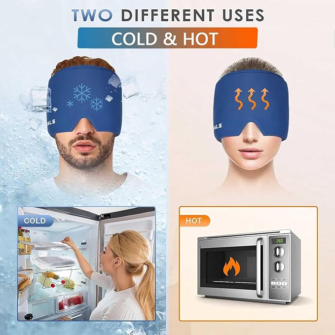 Cold Head Hat, Ice Head Cap Wrap, Ice Pack Cold & Hot -RoyalBlue