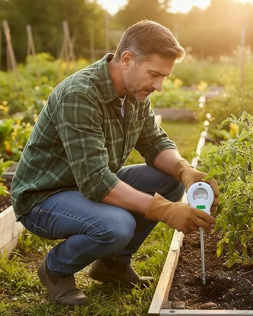6-in-1 Soil Tester with 3 Probes - Soil Moisture, pH, Fertility, Temperature, Light & Air Humidity Meter, Soil Test Kit for Garden, Lawn, Indoor and Outdoor Plants