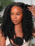 Julia Hair 7x5 Lace Water Curly Texture Wig With Finger Coil Ends Glueless Wigs Human Hair Put On and Go Invisible Lace Pre Plucked Pre Cut Bleached Knots Natural Hairline 24 Inch