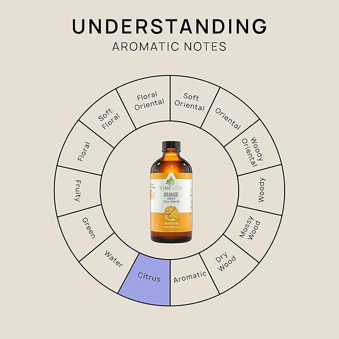 VINEVIDA Orange Sweet Essential Oil - Undiluted Orange Oil - DIY Candle Scents - Bulk Essential Oil for Soap Making - Safe for Skin (4oz)