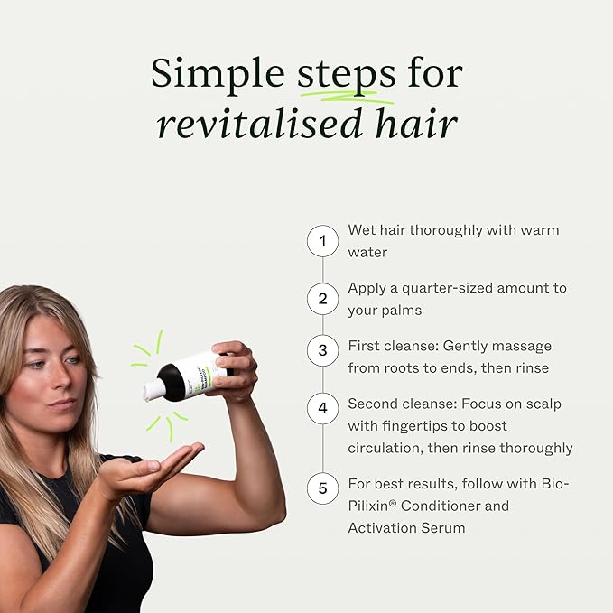 Scandinavian Biolabs Bio-Pilixin® Shampoo For Women | Strengthens Hair, Helps Greasiness, Balances Scalp, Eucalyptus Aroma, Dermatologically Tested, Made in Denmark, 250 mL/ 8.8 Oz