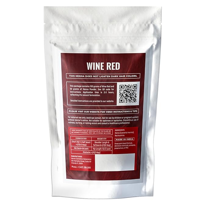 Natural Henna Hair Color Dye, 100% Pure Henna Powder for Hair Growth Organic (Wine Red, 100 Gr + Free 50 Gr.)