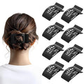 8 Pack French Flat Hair Clips for Women – Large Matte No-Slip Claw Barrettes for Thick & Thin Hair, Strong Hold Styling Accessories (Glossy Black)