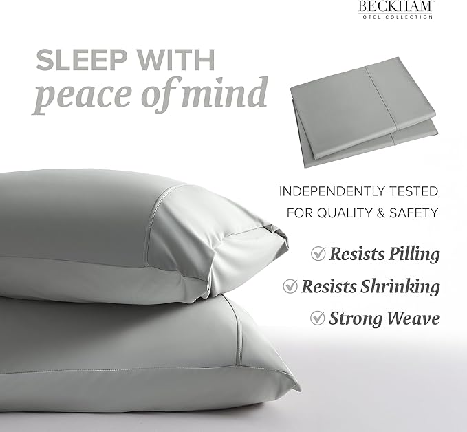 Beckham Hotel Collection Cooling Pillowcases for Hot Sleepers, Standard/Queen Size Set of 2, Cool Bedding, Envelope Closure, Silky Soft, Breathable, Moisture-Wicking, Dark Gray