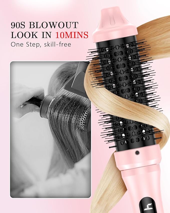 DORISILK Infrared Thermal Hair Brush for Sleek, Shiny Hair，1.5inch Heated Round Volumizer Faster Blowout, 5-Temp，Heated Round Brush for Curling and Straightening，Dual Voltage for Travel Using