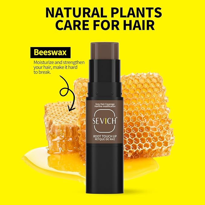 SEVICH Dual-Ended Root Touch Up Stick - Waterproof Hairline Enhancer for Sparse Hairlines & Gray Coverage, Non-Sticky Scalp Concealer with Beeswax, Instant Volume & Natural Look (Black)