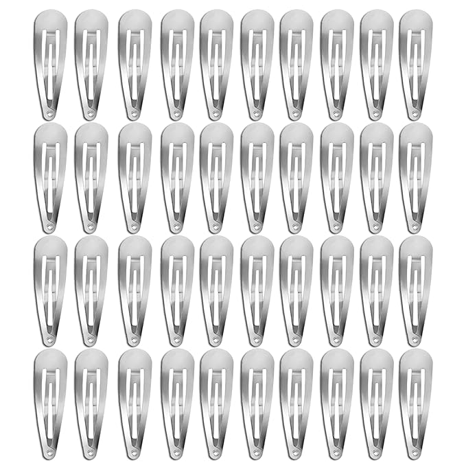 40 Pcs 2 Inch Silver Metal Snap Hair Clips No Slip Hair Barrettes For Women Hair Accessories(Silver)