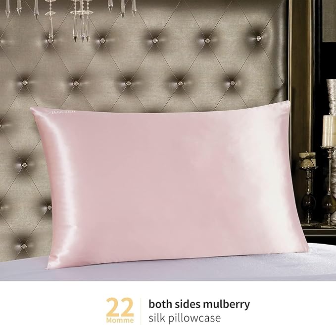 ZIMASILK 22 Momme Silk Pillowcase for Hair and Skin - 100% Pure Mulberry Silk with Hidden Zipper, Grade 6A Luxury Pillow Case for Women, Soft & Durable, Gift Box (Queen 20"x30" Pink)