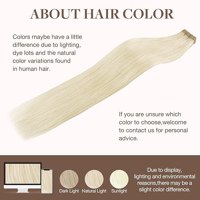 GOO GOO Tape in Hair Extensions Human Hair, 1000 Pure Platinum Blonde, 12inch 40g 20pcs, Skin Weft Seamless Invisible, Silky Straight with Thick Ends, Remy Human Hair