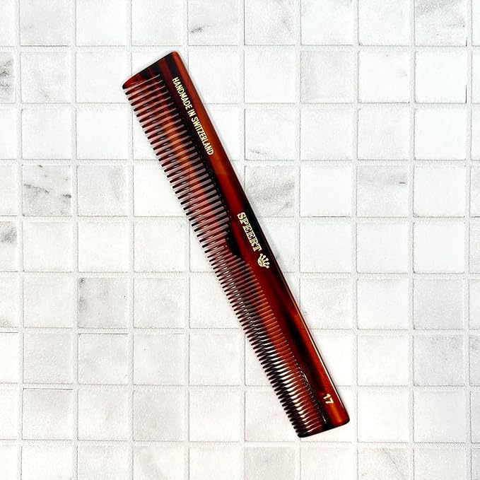 #17 Handmade Wide Narrow Tooth Mustache Beard Comb Small Tortoise Havana Acetate Thick Coarse Curly Fine Short Pocket Sized Facial Hair Grooming Tangle Free Beard Straightener Growth Care Comb