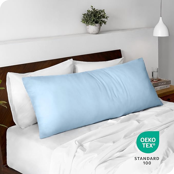 Bare Home Microfiber Body Pillow Cover - Ultra Soft - Cooling Pillowcase - Double Brushed - Pillowcase with Zipper Closure - Easy Care (20''x54'' Body Pillow Cover, Light Blue)