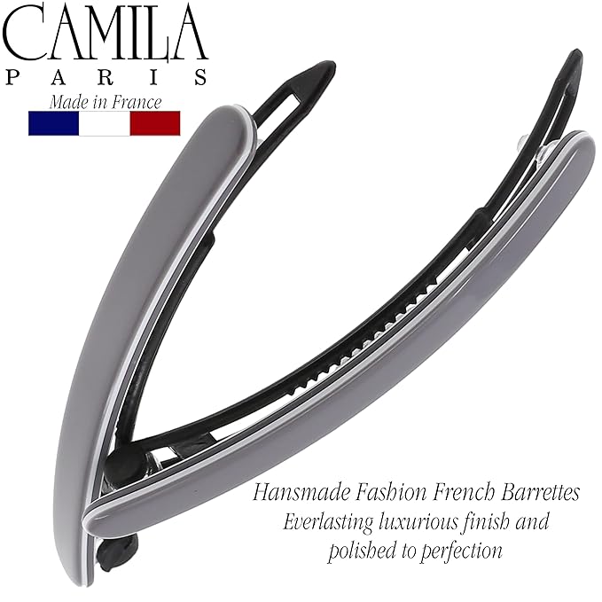 Camila Paris CP3375 French Hair Barrettes Clips for Women, Handmade, Girls Side Slide-in Barrette Clip, Hair Accessories for Women. Strong Hold No Slip Grip Fashion Durable Styling, Made in France