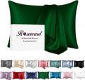 Green Silk Pillow Cases Made in USA, Oeko-TEX Certified 22 Momme Mulberry Silk Pillowcase for Hair and Skin Standard Size with Zipper, Anti Wrinkle,1 Pcs 20"x26" (Standard, Emerald)