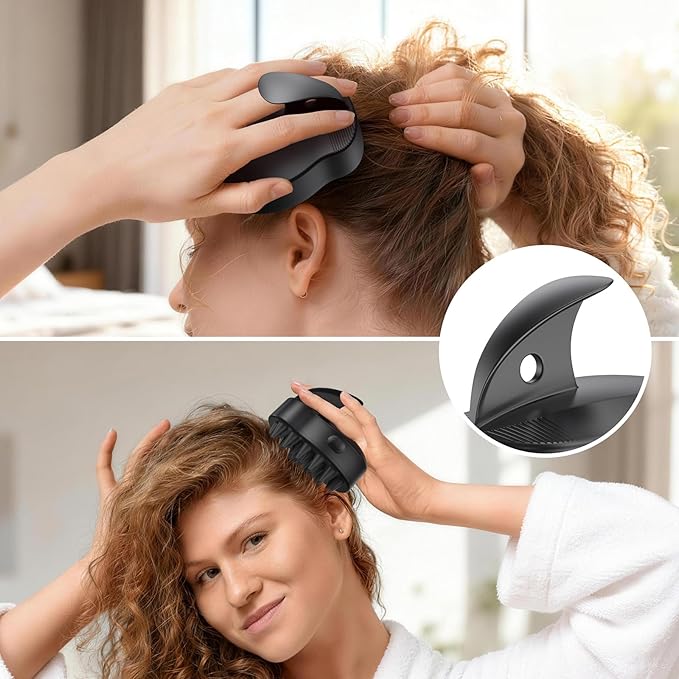 Electric Scalp Head Massager Cordless Hair Massage Waterproof Head Massager 3-Level Vibration Wet & Dry Use for Thick Thin Curly Hair Care Black
