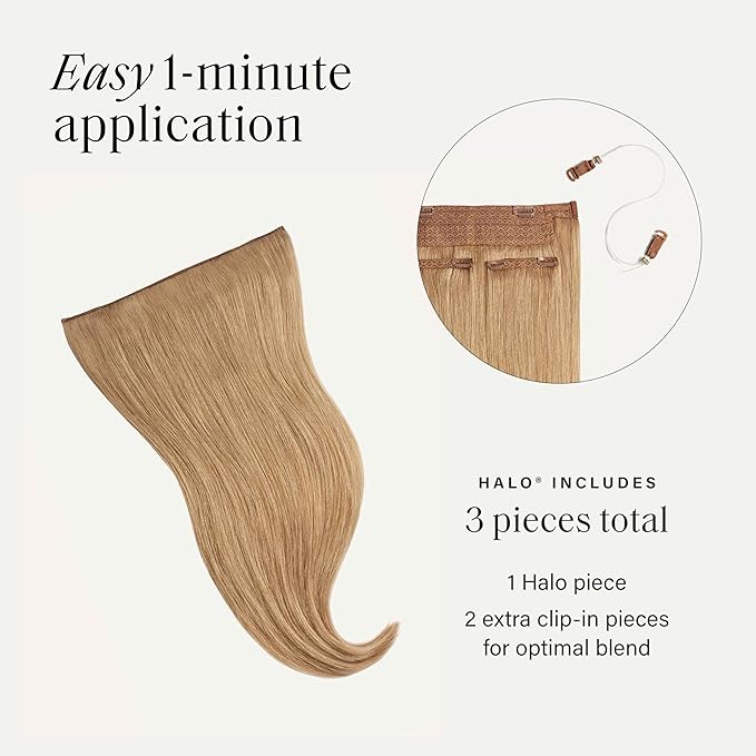 Luxy 100% Remy Human Hair – Halo Clip-In Hair Extensions –Natural Looking Volume & Length - One-Piece - Easy 5-Min Application 180 grams 20" Dirty Blonde Halo
