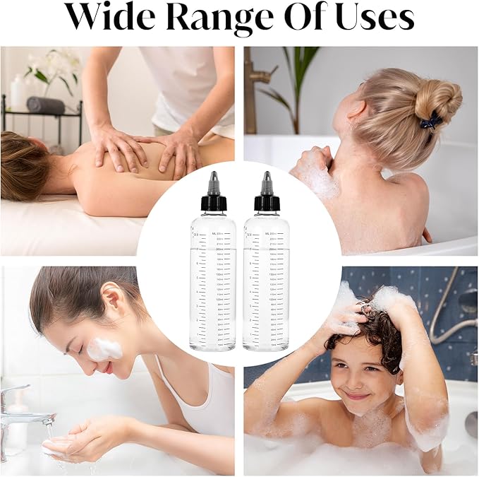 15 Pack Applicator Bottles for Hair, 8.5oz Hair Dye Plastic Squeeze Bottle with Twist-On Top Tip Cap and Clear Graduated Scale