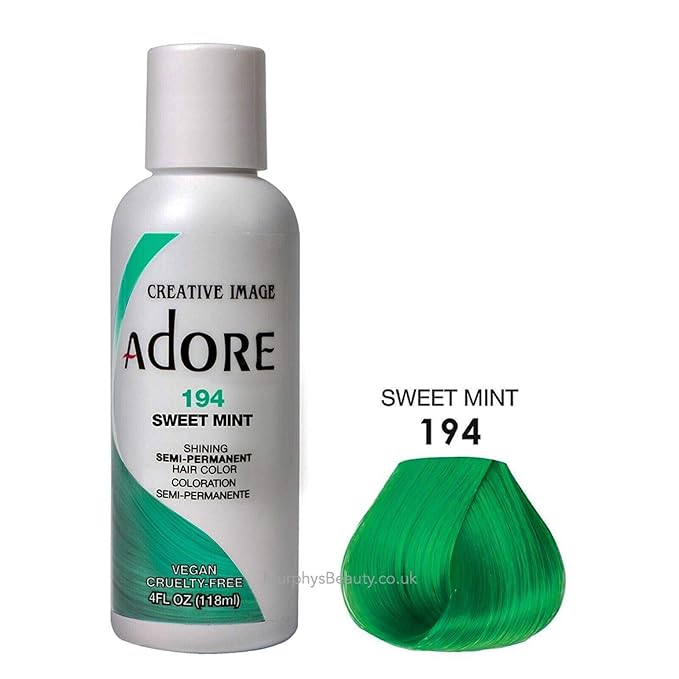 Adore Semi Permanent Hair Color (194 Sweet Mint) | Vegan & Cruelty-Free Green Hair Dye | No Ammonia, No Peroxide, No Alcohol | 4 Fl Oz (Pack of 1)