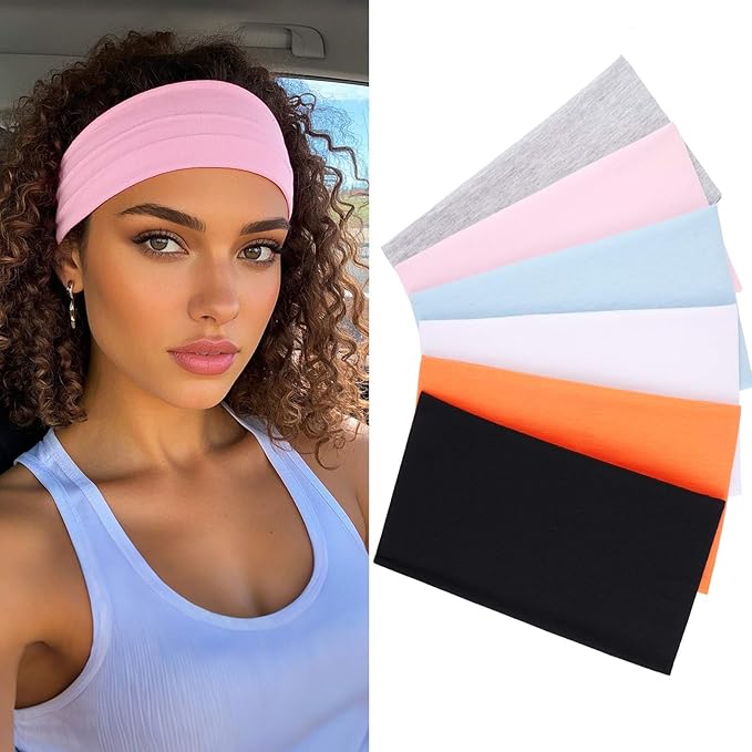 6 Packs Headbands for Women Wide Workout Headbands for Women Set Head Bands for Women's Hair Non Slip Hair Accessories