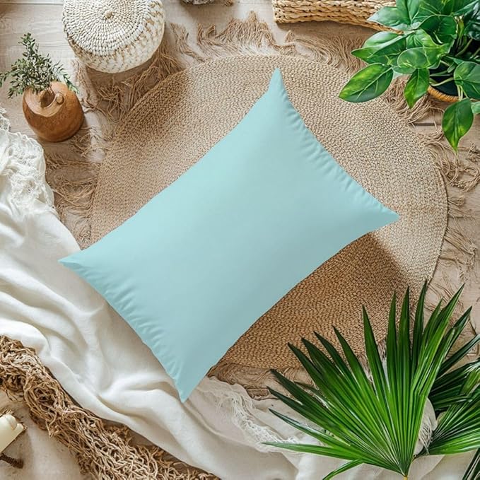 Silky Smooth Satin Zipper Bed Pillowcases Cooling,Anti-Frizz,and Gental on Skin Pack of 2 (Aqua Green, Queen (20x30))