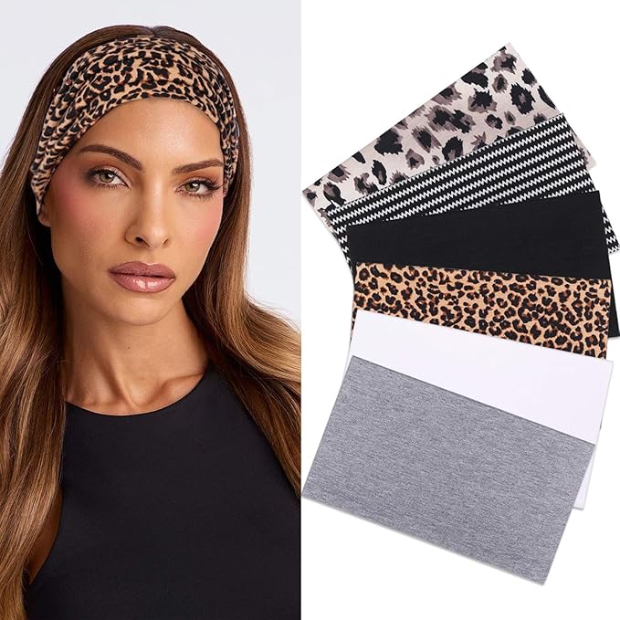 6 Packs Boho Headbands For Women Fashion Hair Bands For Women's Hair Wide Headband Yoga Workout Head Bands Non Slip Hair Accessories Band