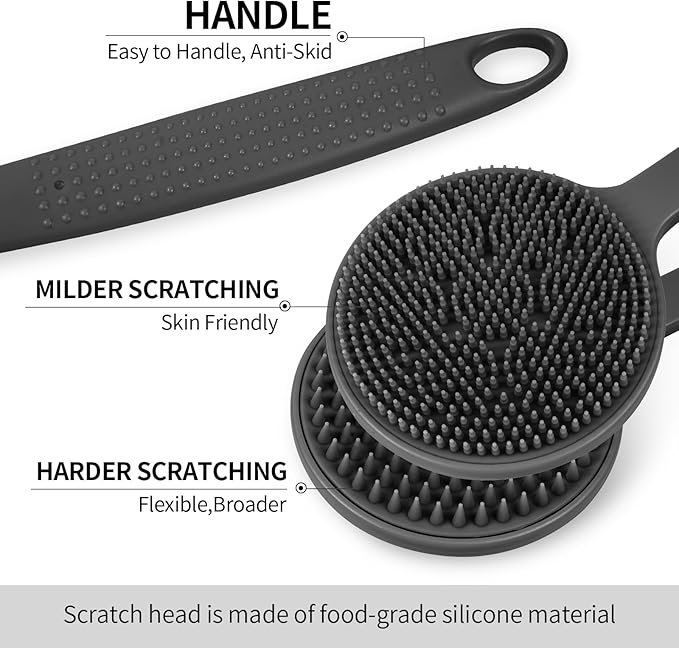 Back Scratcher, 2PackGifts for Men Back Scratcher ， 2025 New Back Scratcher with 2 Silicone Scratch Surface, Deep Back Scratcher for Men/Women, Long Handle Backscratchers for Adults