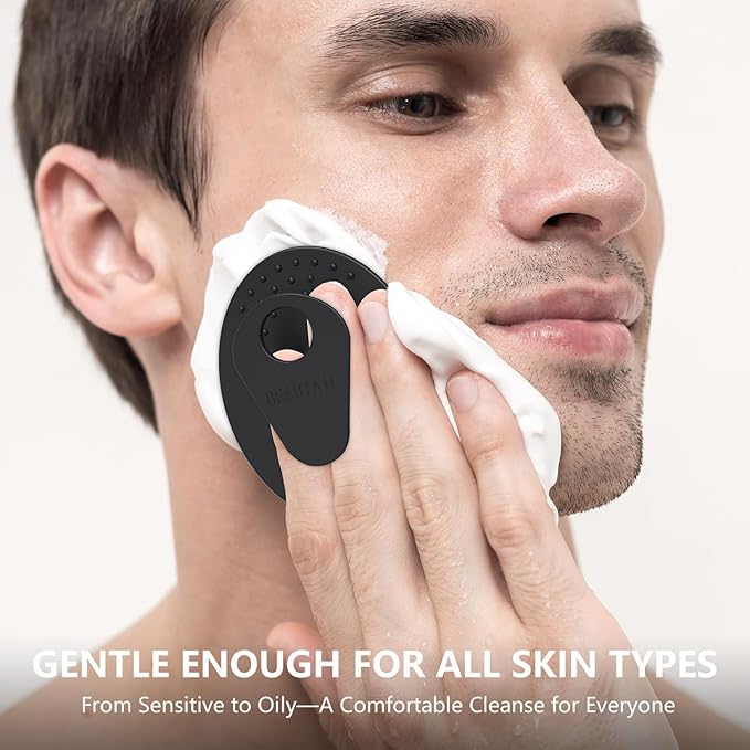 Face Scrubber 4 Pack, BEAUTAIL Silicone Manual Facial Cleansing Brush for Men Women, Gentle Face Scrubber Exfoliator, Skin Care Exfoliating Face Brush, Black+Green+Pink+Darkblue
