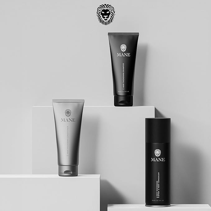 Mane Hair Thickening Spray & Root Touch Up, Instantly Thicker Hair for Men & Women, Fill in Hairlines and Hide Thinning and Fine Patches - Light Brown, 12 Colors (6.76 oz)