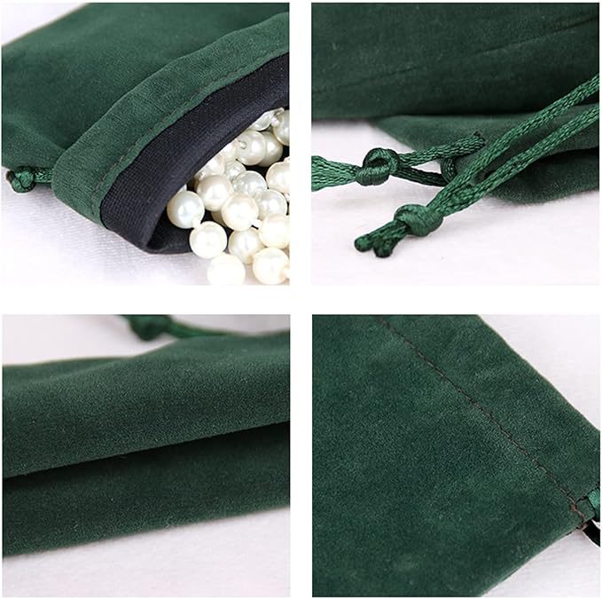 Aestivate 8 Pack Large Velvet Drawstring Pouch, Velvet Bag 8×10 Inch Storage Bag Cosmetics Pouches Dust Bag 8 Pieces (Green)