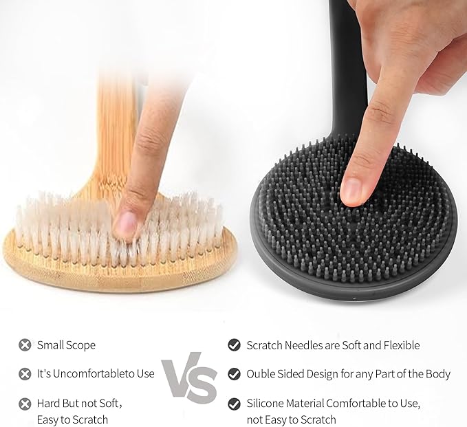 Back Scratcher, 2PackGifts for Men Back Scratcher ， 2025 New Back Scratcher with 2 Silicone Scratch Surface, Deep Back Scratcher for Men/Women, Long Handle Backscratchers for Adults
