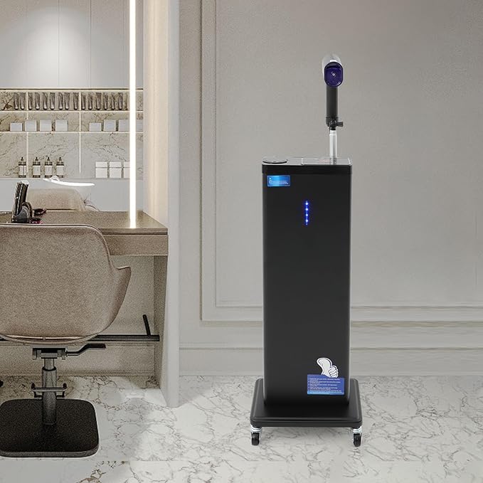 Standing Nano Mist Hair Steamer 1300W, Multifunctional Micro Mist Salon Hair Processor w/ 360°Swivel Wheels, 27oz 9-Gear Adjustable Salon Nanoscale Sprayer for Hair Deep Care(1300W Black)