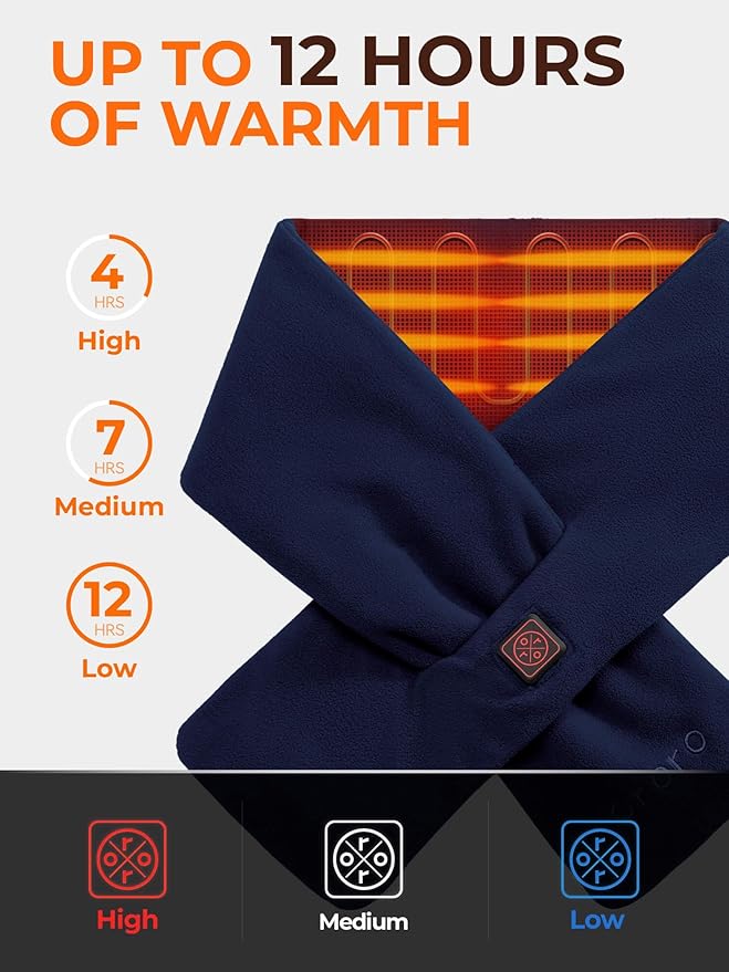 ORORO Heated Scarf, Up to 12 Hours of Warmth, Heated Neck Warmer with Rechargeable Battery