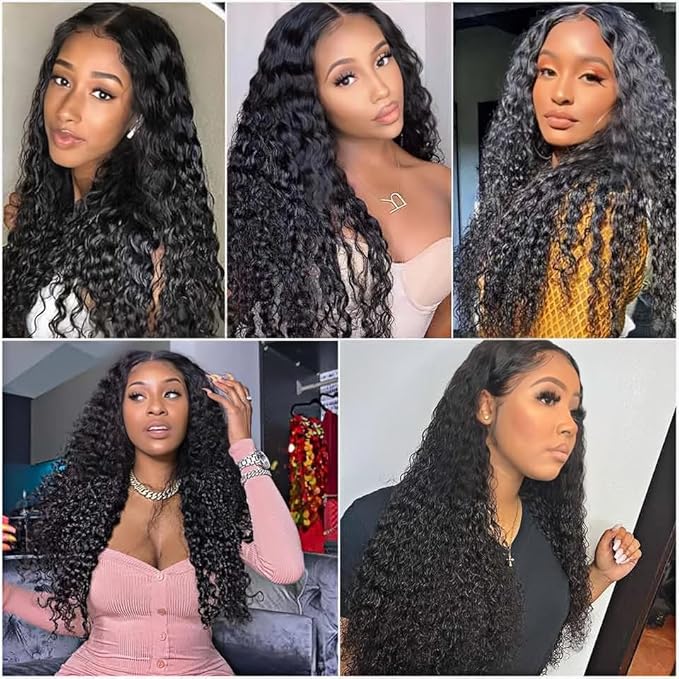 Deep Wave Bundles Human Hair Color 1B Bundle Brazilian Virgin Soft and Silky Remy Hair 3 Bundles 16 18 20 Inch Niegmeag Double Weft Natural Black Deep Wave Bundle 300g