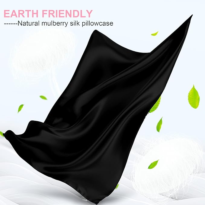 Mulberry Silk Pillow Cases 2 Pack King Size 20x36 Inches with Hidden Zipper, Ultra Smooth and Soft Breathable Cooling Silk Satin Pillowcase Set of 2, Better for Hair and Skin, Gifts for Women Men