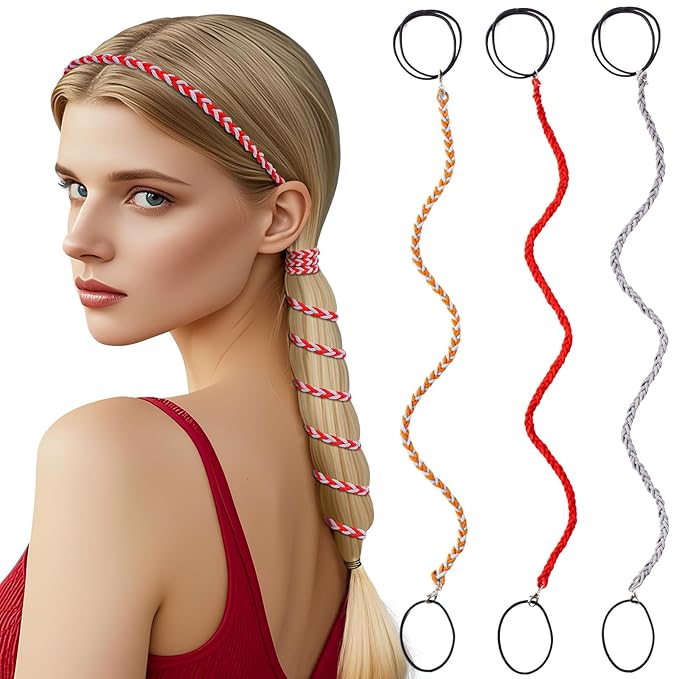 3 Packs Ponytail Holders Hair Ties for Women, Spiral Pony Tails Elastic Braided Hair Holders for Gym Swimming Sports (3pcs16"colorful04)