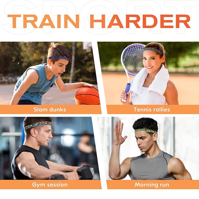 Headbands for Women, 5 PCS Unisex Sports Hair Band, Thin Hair Band Boys & Children, Elastic Headband Men's Sports Non-Slip Headbands, Thin Hair Bands for Football, Yoga, Running