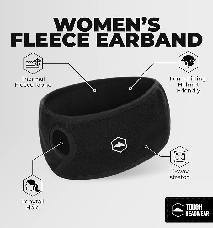 Tough Headwear Winter Headbands for Women - Ear Warmers - Ear Muffs for Winter - Fleece Headband for Men & Women for Cold Weather
