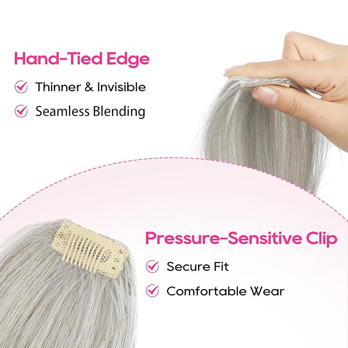 REECHO Clip in Hair Volumizer, 2PCS 6 inch Short Thick Clip in Hairpieces Adding Extra Volume Hair Extensions for Women (Ash Grey)