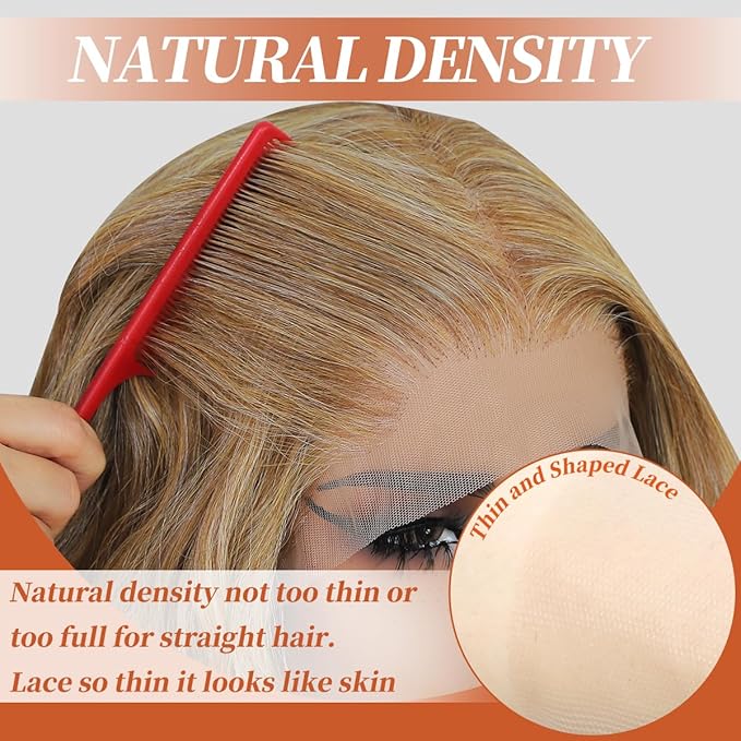 Ombre Blonde Synthetic Lace Front Wigs Pre Plucked 26 Inch Long Wavy 100% Futura Premium 13x4 HD Lace Wigs For Black Women Ready to Wear Beginner Friendly Daily Party Use