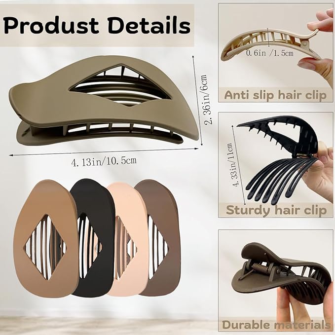 4PCS Duckbill Hair Clips,Simple Elegant Duckbill Hair Clip for Women, Strong No-Slip Grip Flat Hair Clips for Thick Hair,Duckbills Flat Hairs Clips For Women & Girls