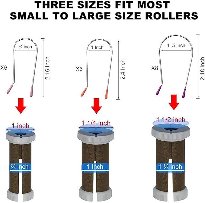 Curler Clips for Hot Rollers and Curlers (¾", 1", 1¼") - Replacement Fit for Curler Clips