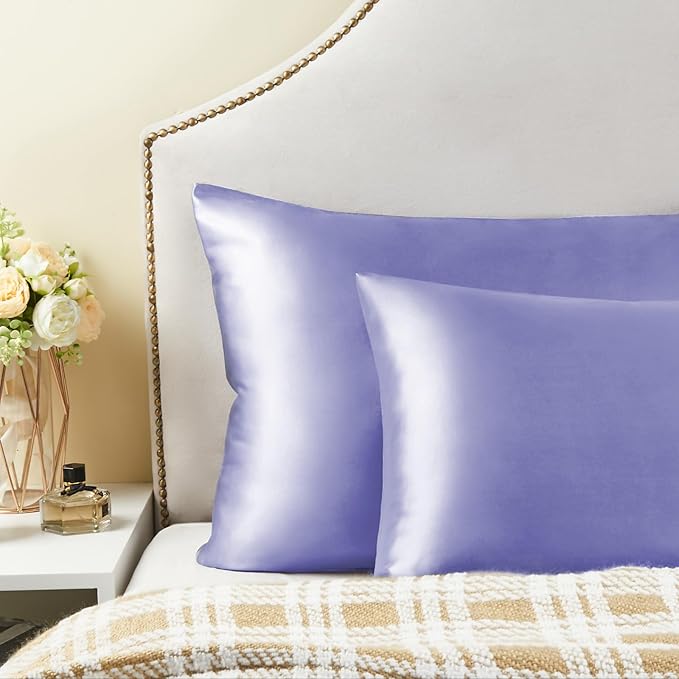 BEDELITE Satin Pillowcase for Hair and Skin, Super Soft Similar to Silk Pillow Cases 4 Pack with Envelope Closure, Cooling Pillowcases for Women Men (20"x26" Standard Size, Lilac)