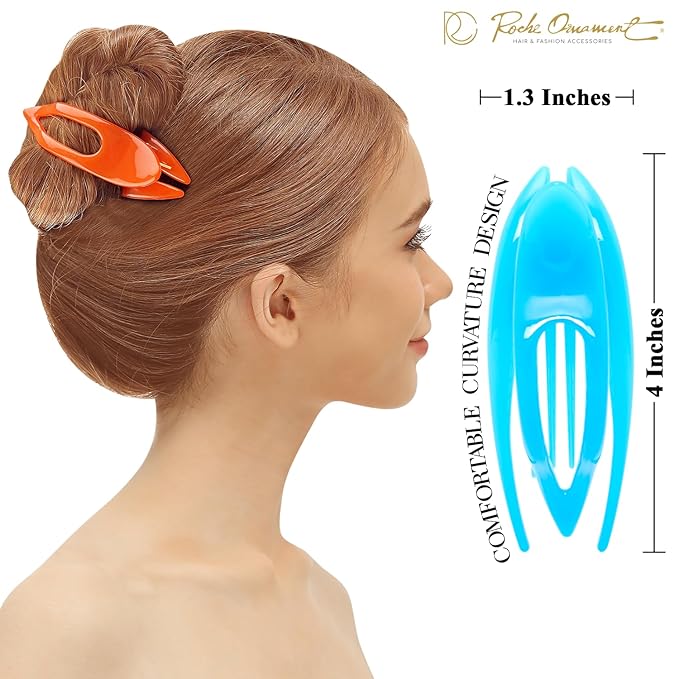RC ROCHE 6 Pcs Flat Hair Clips Big Claw for Thick Hair French Duckbill Women No Slip Side Slide Curved Alligator Concord Strong Grip Hold Volume Lay Down Clamp, Medium Jelly Candy