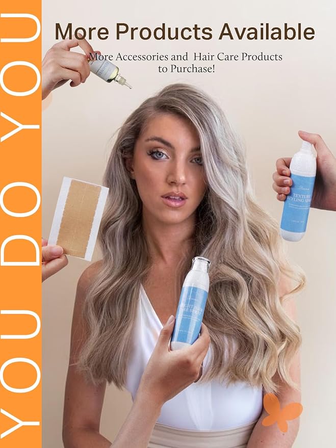 DOORES Tape in Human Hair Extensions, Light Blonde Highlighted Golden Blonde 100g 40pcs 14 Inch, Real Natural Hair Extensions Tape in Remy Hair Extensions Straight