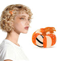 Original Italian Designed Mini Hair Claw Clips for Women - Orange Pumpkin, Handmade Vintage Cute Fall Halloween Hair Accessories, Plant-Based Acetate, Gift Boxed