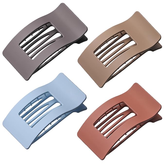 4 PCS Flat Hair Clips, Large Flat Claw Clips for Women Girls, Strong Hold French Hair Clips for Thick Thin Hair, Stylish Classic Hair Barrettes(Matte)