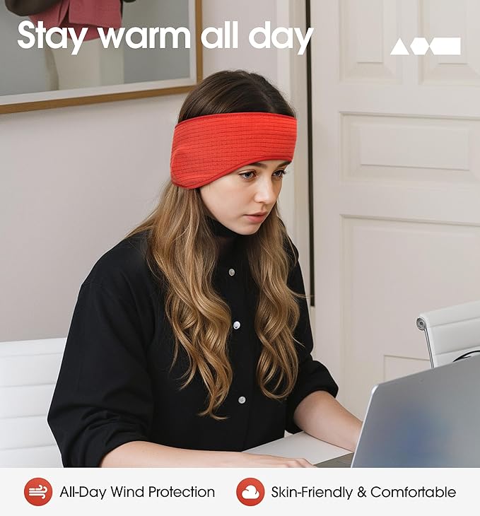 SUNMECI Lightweight Soft Fleece Headband - Breathable Ear Muffs for Men Women in Winter Running Cycling Ski Comfortable Warm for Clod Weather Sports